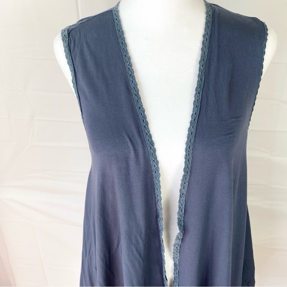 POL Hippie Boho Sleeveless Embroidered Open Cardigan Vest Small S Lace - Picture 6 of 8